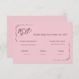 Whimsical Pink Hand Written Scribble Wedding RSVP 