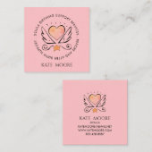 Whimsical Pink Heart vroedvrouw of doula Vierkante Visitekaartje (Voorkant / Achterkant)