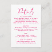 Whimsical Pink Heart Wedding Details Informatiekaartje (Voorkant)