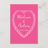 Whimsical Pink Heart Wedding Details Informatiekaartje (Achterkant)