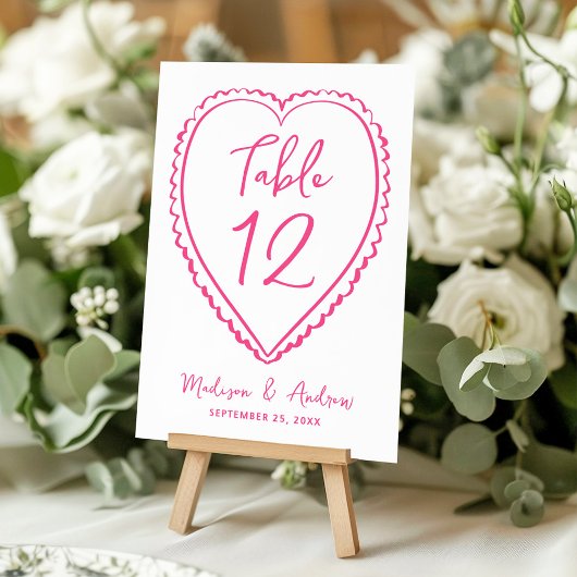 Whimsical Pink Heart Wedding Kaart