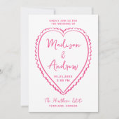 Whimsical Pink Heart Wedding Kaart (Voorkant)