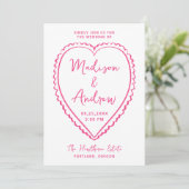 Whimsical Pink Heart Wedding Kaart (Staand voorkant)