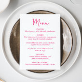 Whimsical Pink Heart Wedding Menu