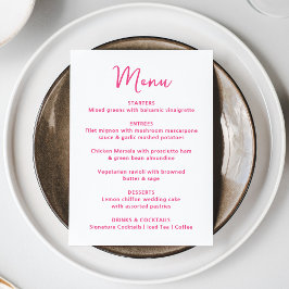 Whimsical Pink Heart Wedding Menu