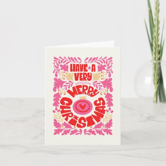 Whimsical Pink Holiday Kaart (Voorkant)