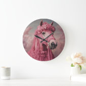 Whimsical Pink Horse Wall Clock - Elegant Fantasy Grote Klok (Huis)