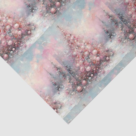Whimsical Pink kerstboom betegeld decoupage Tissuepapier (Detail)