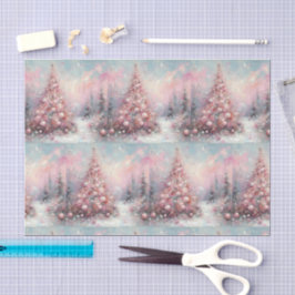 Whimsical Pink kerstboom betegeld decoupage Tissuepapier