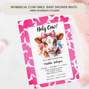 Whimsical Pink Koe Boerderij Theme Baby shower Kaart