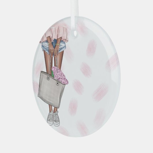 Whimsical Pink Lady Glas Ornament (Voorkant links)