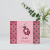 Whimsical Pink Ladybug Valentijns Briefkaart (Staand voorkant)