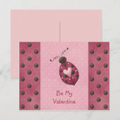 Whimsical Pink Ladybug Valentijns Briefkaart (Voorkant / Achterkant)