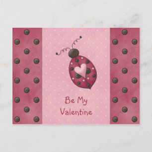 Whimsical Pink Ladybug Valentijns Briefkaart