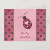 Whimsical Pink Ladybug Valentijns Briefkaart (Voorkant)