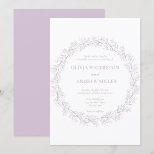 Whimsical Pink Mauve Wreath Wedding Kaart
