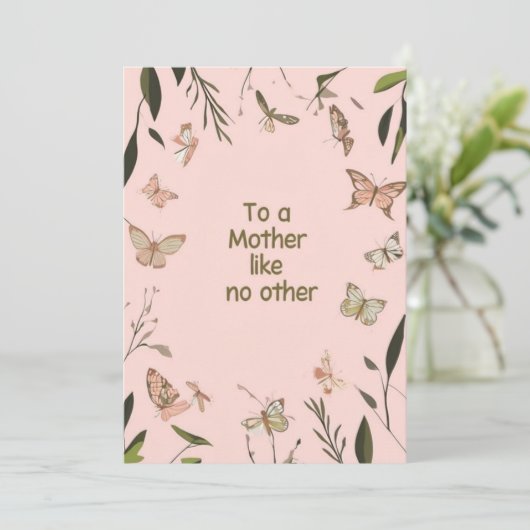 Whimsical Pink Moederdag Kaart (Staand voorkant)