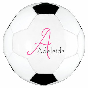 Whimsical Pink Monogram gepersonaliseerd Voetbal