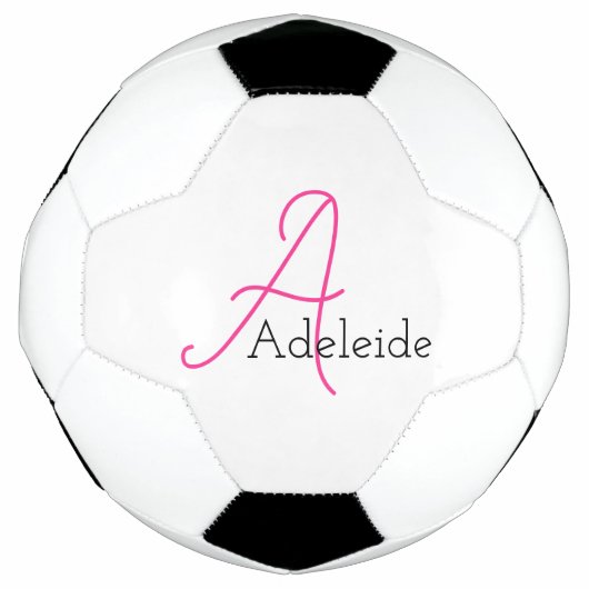 Whimsical Pink Monogram gepersonaliseerd Voetbal (Voorkant)