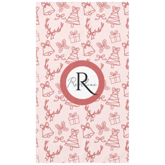 Whimsical pink monogram tafelkleed (Voorkant)