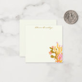 Whimsical Pink Oranje Cactus Illustration Custom Notitiekaartje (Voorkant / Achterkant in situ)