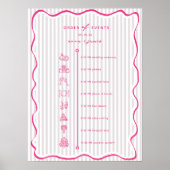 Whimsical Pink Order of Events Timeline Poster (Voorkant)