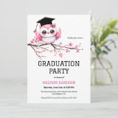 Whimsical Pink Owl Afstuderen Kaart (Staand voorkant)