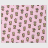 Whimsical Pink Owls Cadeaupapier (Vlak)