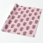 Whimsical Pink Owls Cadeaupapier (Uitgerold)