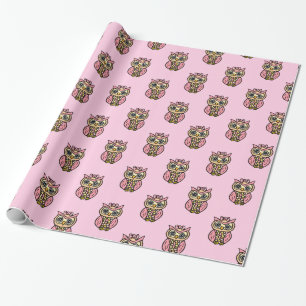 Whimsical Pink Owls Cadeaupapier