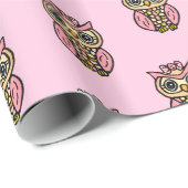 Whimsical Pink Owls Cadeaupapier (Rol Hoek)