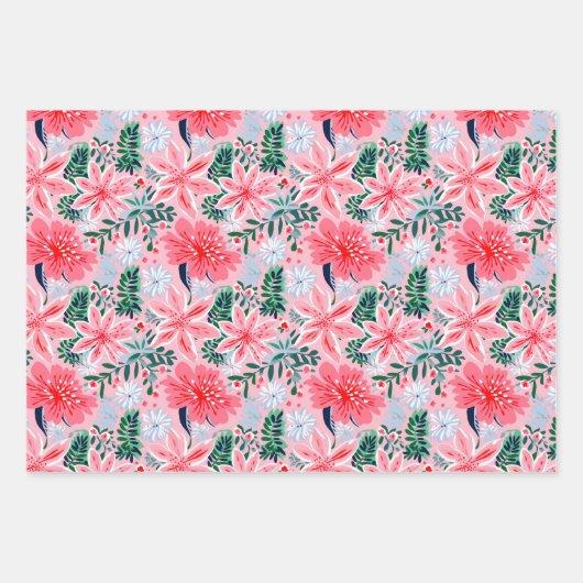 Whimsical Pink Pastel Christmas Holiday Festive Inpakpapier Vel (Voorkant)