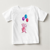 Whimsical Pink Pig. met ballonnen