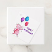 Whimsical Pink Pig. met ballonnen Bedankjes Labels (In situ)