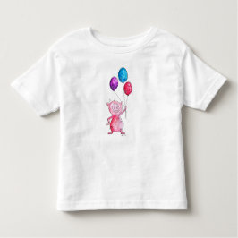 Whimsical Pink Pig. met ballonnen Kinder Shirts