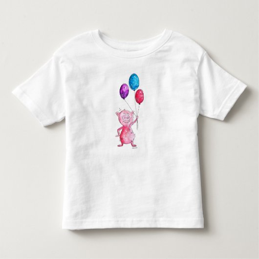 Whimsical Pink Pig. met ballonnen Kinder Shirts (Voorkant)