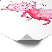 Whimsical Pink Pig. met ballonnen Poster (Hoek)
