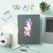 Whimsical Pink Pig. met ballonnen Sticker (iPad Cover)