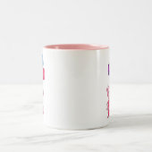 Whimsical Pink Pig. met ballonnen Tweekleurige Koffiemok (Center)