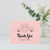 Whimsical Pink Pig Party Bedankt Briefkaart (Staand voorkant)