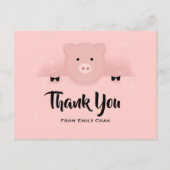 Whimsical Pink Pig Party Bedankt Briefkaart (Voorkant)