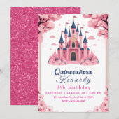 Whimsical Pink Princess Castle Birthday Kaart (Voorkant / Achterkant)