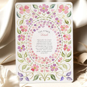 Whimsical Pink & Purple Floral Petal Frame Wedding Kaart