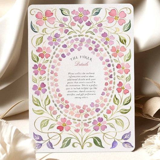 Whimsical Pink & Purple Floral Petal Frame Wedding Kaart