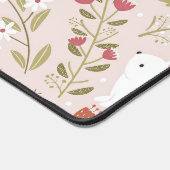 Whimsical Pink Rabbit and Floral Meadow Bureaumat (Hoek)