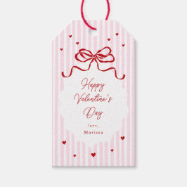 Whimsical Pink Red Bow Hearts Valentine's Day Cadeaulabel