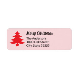 Whimsical Pink Red Christmas Tree Return Address Etiket