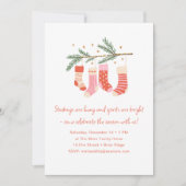 Whimsical Pink Red Cute Christmas Holiday Party Kaart (Voorkant)