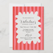 Whimsical Pink Red Wavy Frame Valentines Dinner Kaart (Voorkant)