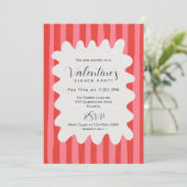 Whimsical Pink Red Wavy Frame Valentines Dinner Kaart (Staand voorkant)